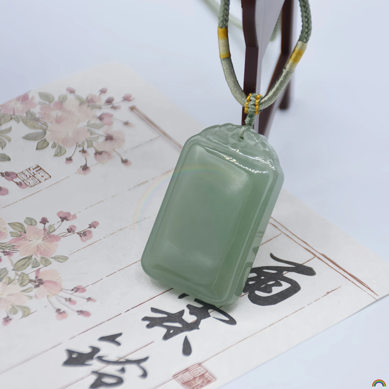 Natural Dongling Jade Ping An Wu Pai Pendant Green Mountain Safe Green Sand Stone Clear Jade Pendant Rwbuye