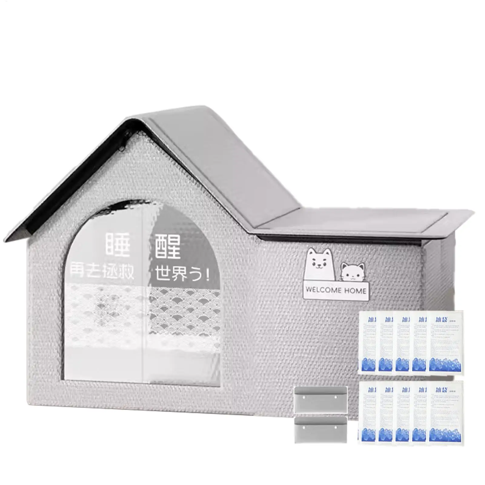 Maison de refroidissement pliable pour animaux de compagnie, abri rafraîchissant pour chats et chiens avec 10 coussins de glace, niche d'été ventilée pour intérieur et extérieur