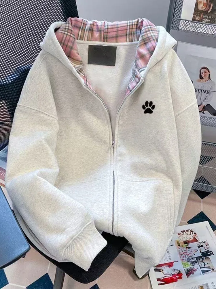 

Худи-кардиган Lazin с клетчатыми вставками, осенне-зимний, утепленный, новый, свободный крой, на молнии, с дизайнерским подходом, в стиле INS