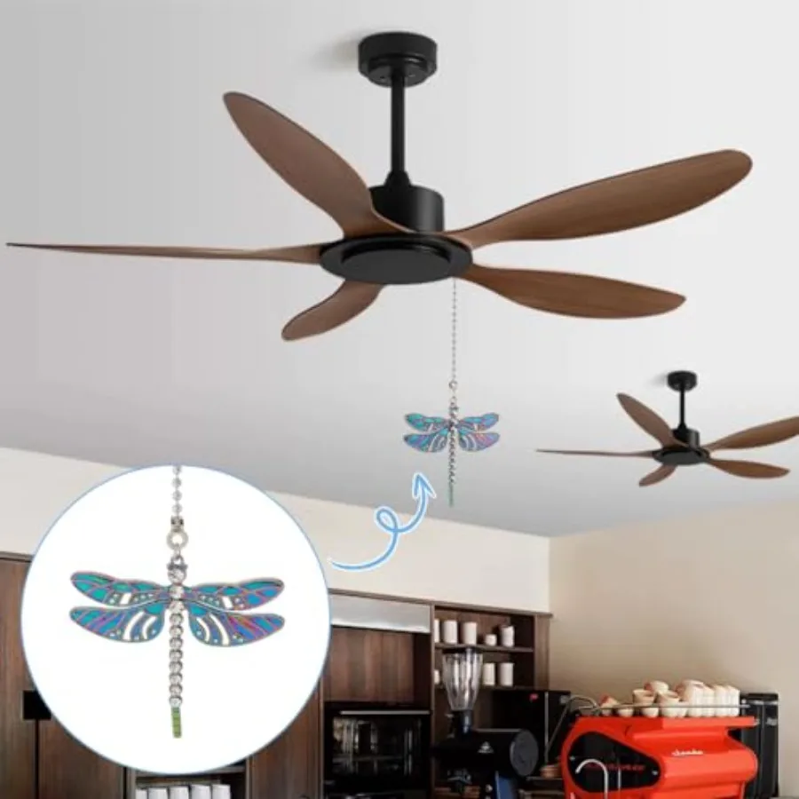4Pcs Butterfly and Dragonfly Alloy Ceiling Fan Pull Chain Extenders, Retro Rainbow Ceiling Fan Extension with Steel Ball Chain view 6