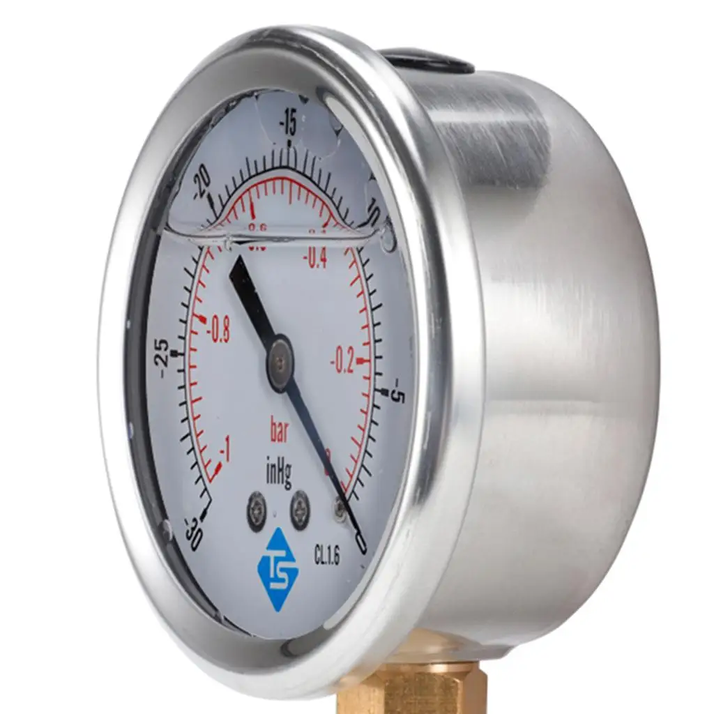Copper Vacuum Pressure Gauge Meter Weatherproof Stainless Steel Case for Air Oil Gas Monitoring