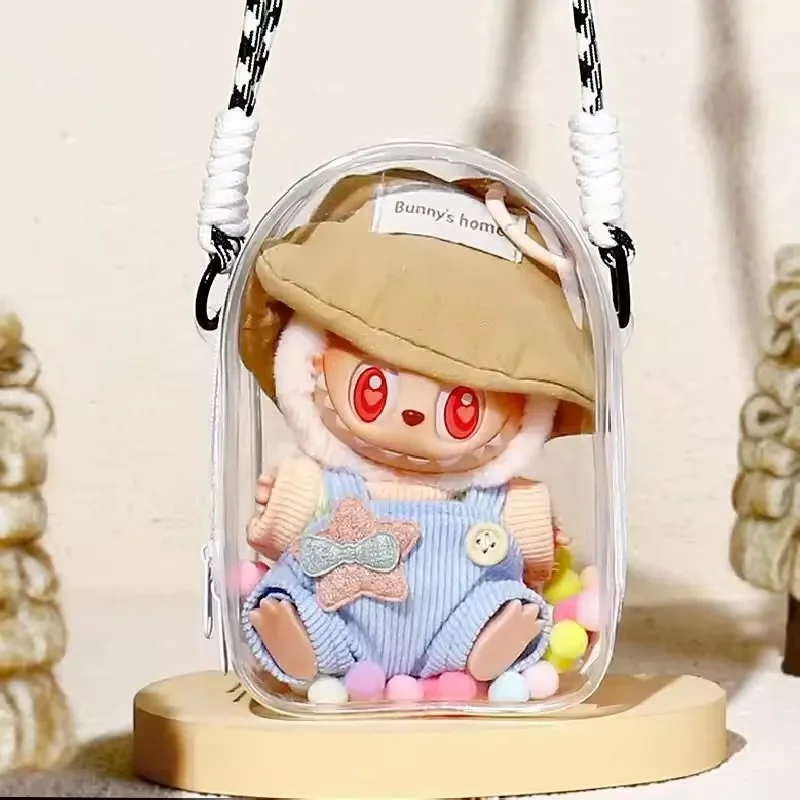 For Labubu 15-17cm V2 Sitting Party PVC Transparent Display Bag Protector Case Doll Outfit Storage Accessory