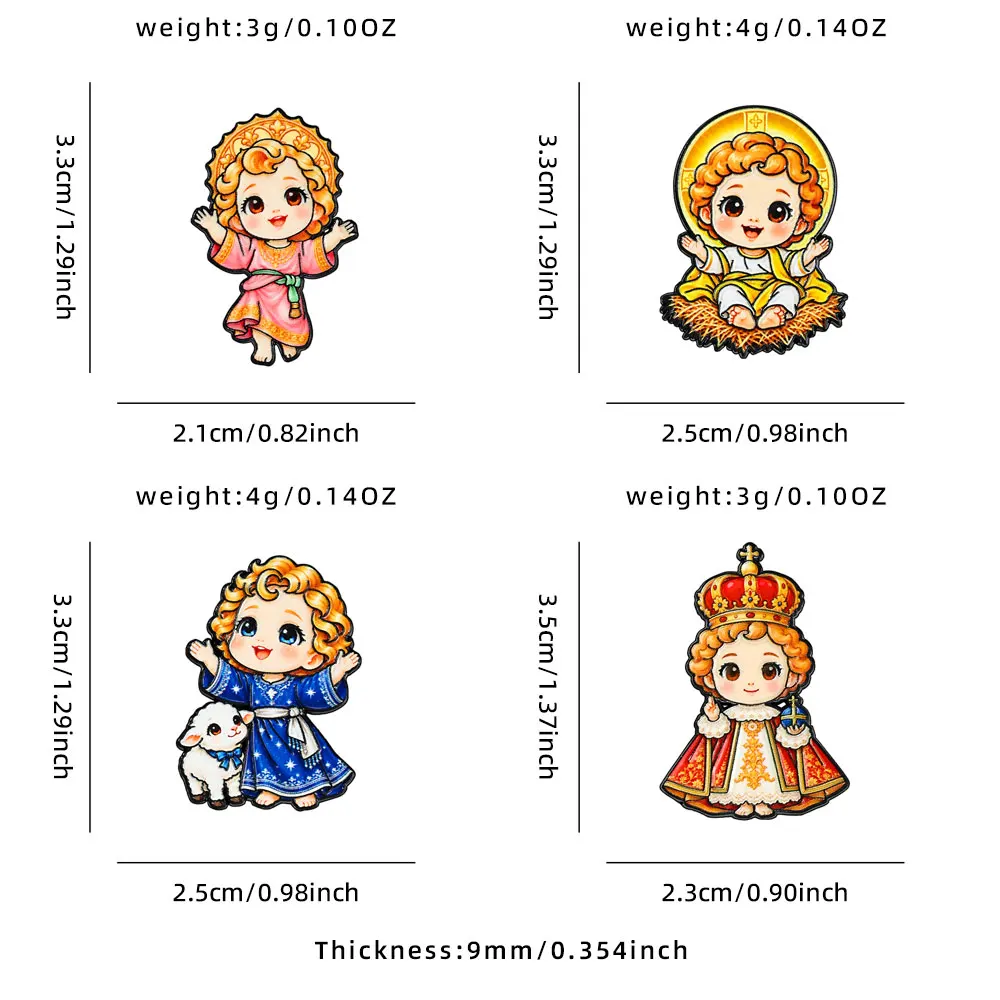 4Pcs Cartoon Divine Child Jesus Enamel Pin, Kawaii Baby Jesus Brooch, Catholic Religious Lapel Pin, Faith Badge, Baptism Gift