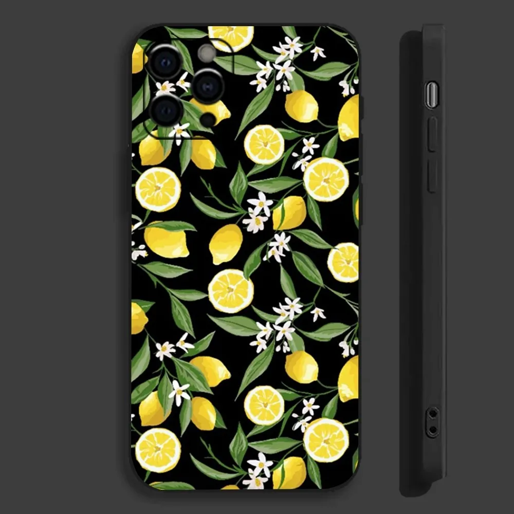 Fruit lemon Painting Phone Case For Apple iPhone 15,14,13,12,11,Pro,X,XS,Max,XR,Plus,Mini Soft Black Cover