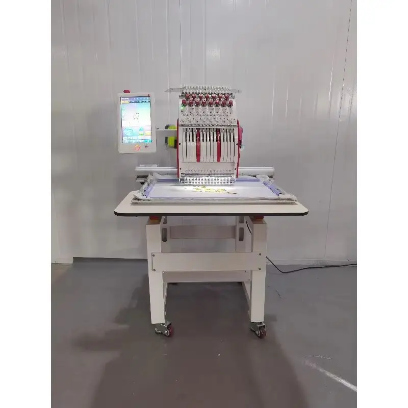 C-Type Computerized Embroidery Machine 12 15 Needle Single Head 800x500mm Area 1200 RPM for Cap T-shirt Flat