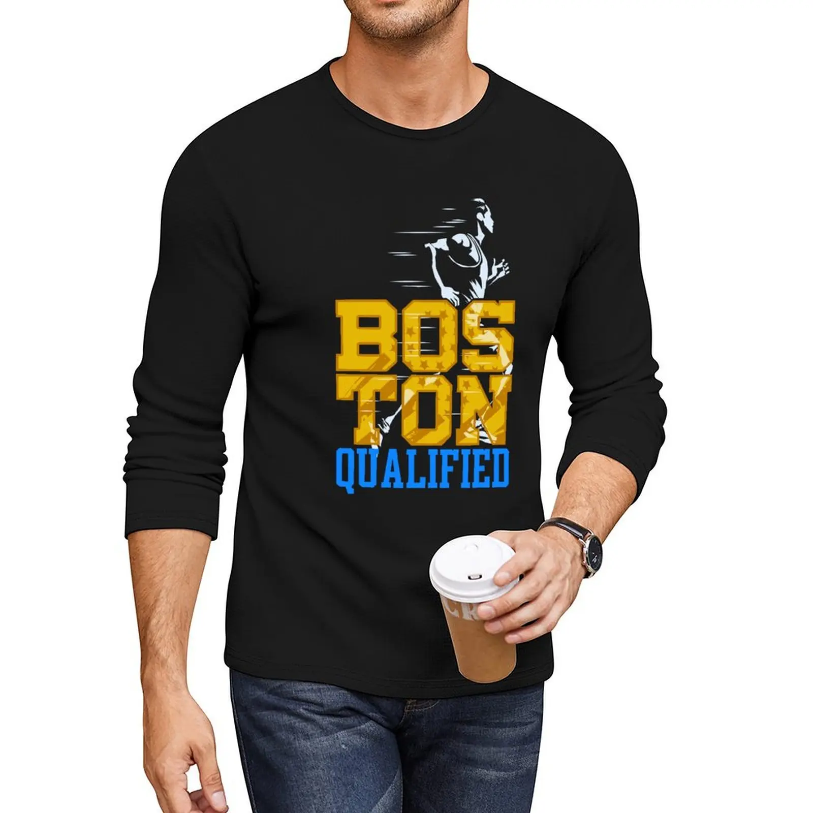 Boston Qualified Annual Marathon Training, Boston Support Crew Marathon Runnah Long T-Shirt Blouse men workout shirt