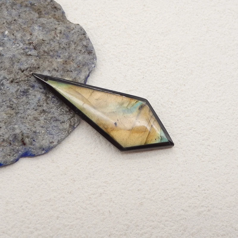 Natural Stone Labradorite Obsidian Pendant Bead,Fashion Jewelry Necklace Accessories For Men Women 48x19x5mm 5g