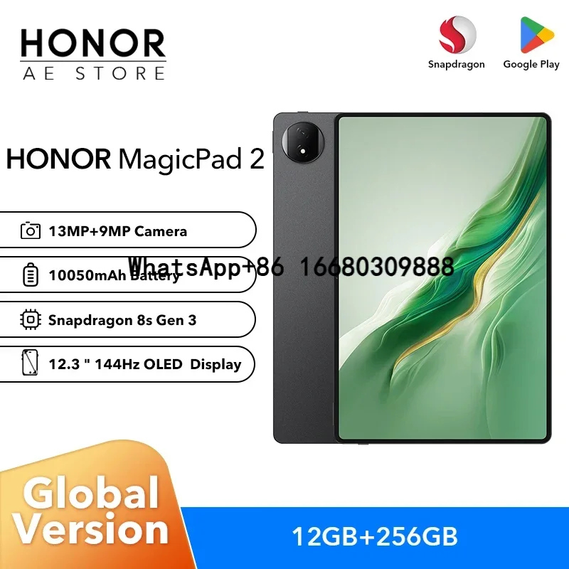 New HONOR MagicPad 2 12.3 Inches 144Hz OLED Eye Comfort Display Snapdragon 8s Gen 3  10500 mAh Battery Global Version AI Tablet