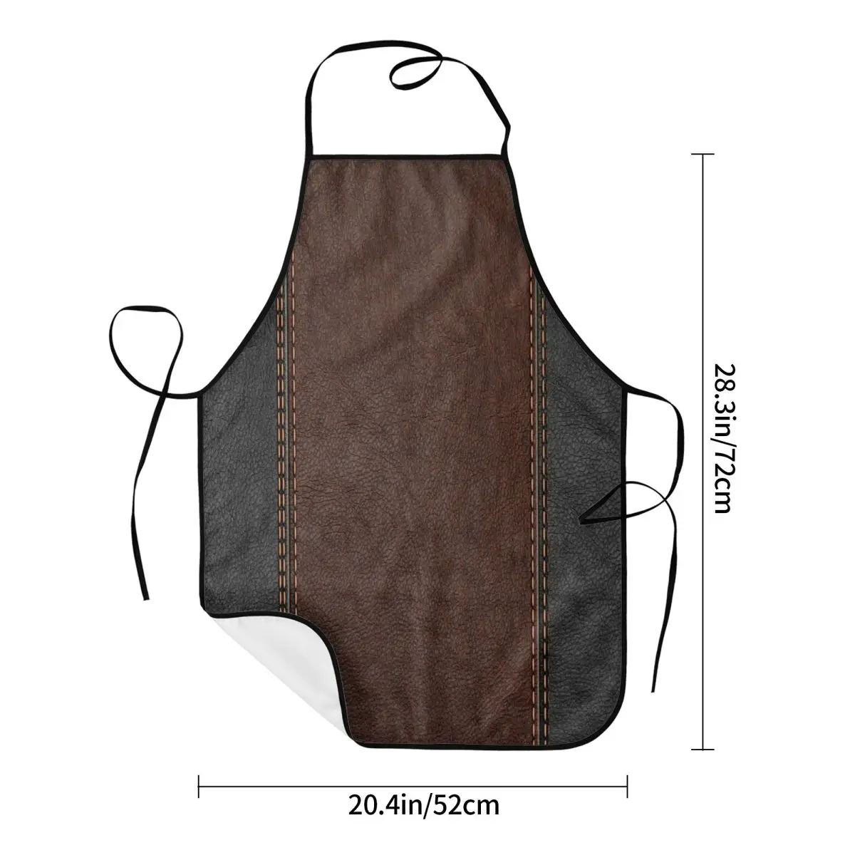 Vintage Black And Brown Stitched Leather Apron for Women Men Bib Medieval Style Cooking Kitchen Tablier Cuisine Chef Gardening