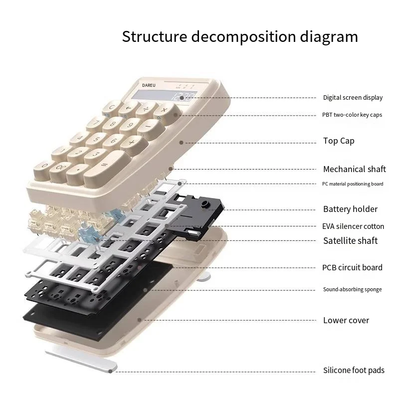 Dareu Z19 Wireless Mechanical Keyboard Numeric Mini Keypad Calculator 2 In 1 Bluetooth Custom Gaming Keyboard Ergonomics Laptop