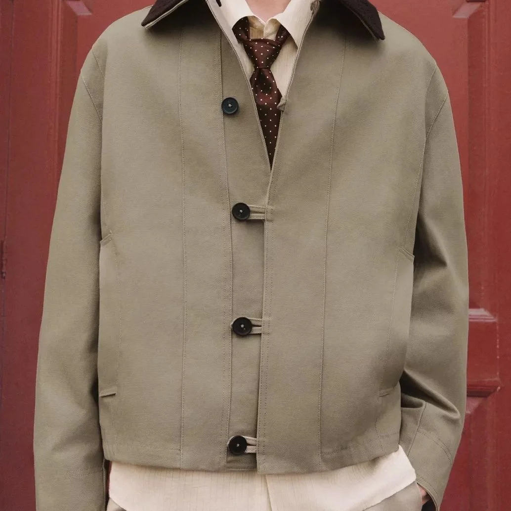 

Осенняя новая мужская лоскутная куртка с длинными рукавами в американском стиле ретро, модные тенденции, свободные повседневные простые нишевые мужские топы High Street