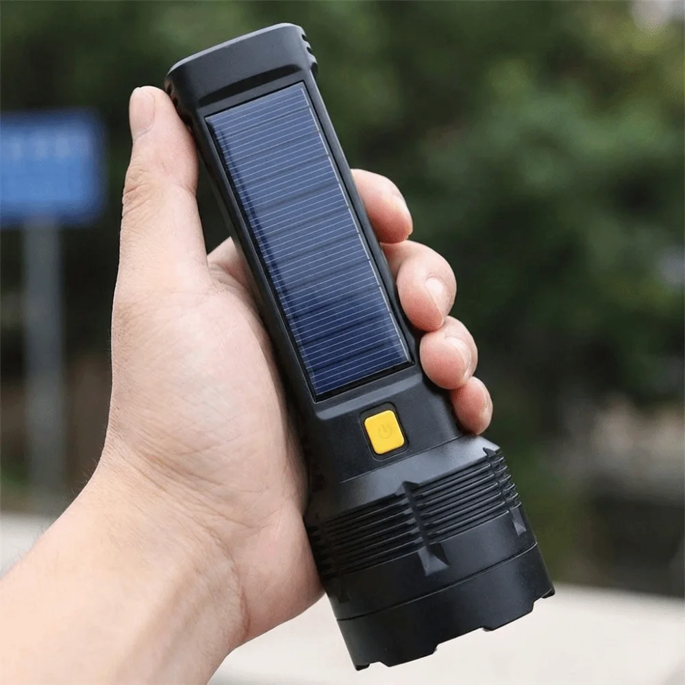 Ultra-Bright Solar Flashlight Long-Lasting COB Side Light Outdoor Strong Light Flashlight Focused Light USB Rechargeable