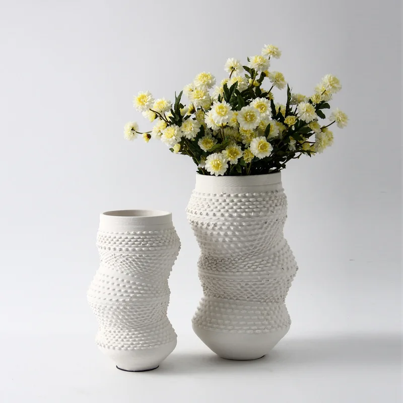 Modern minimalist style creative ceramic flower ware 3D printing high-end vase living room entrance decoration ornament