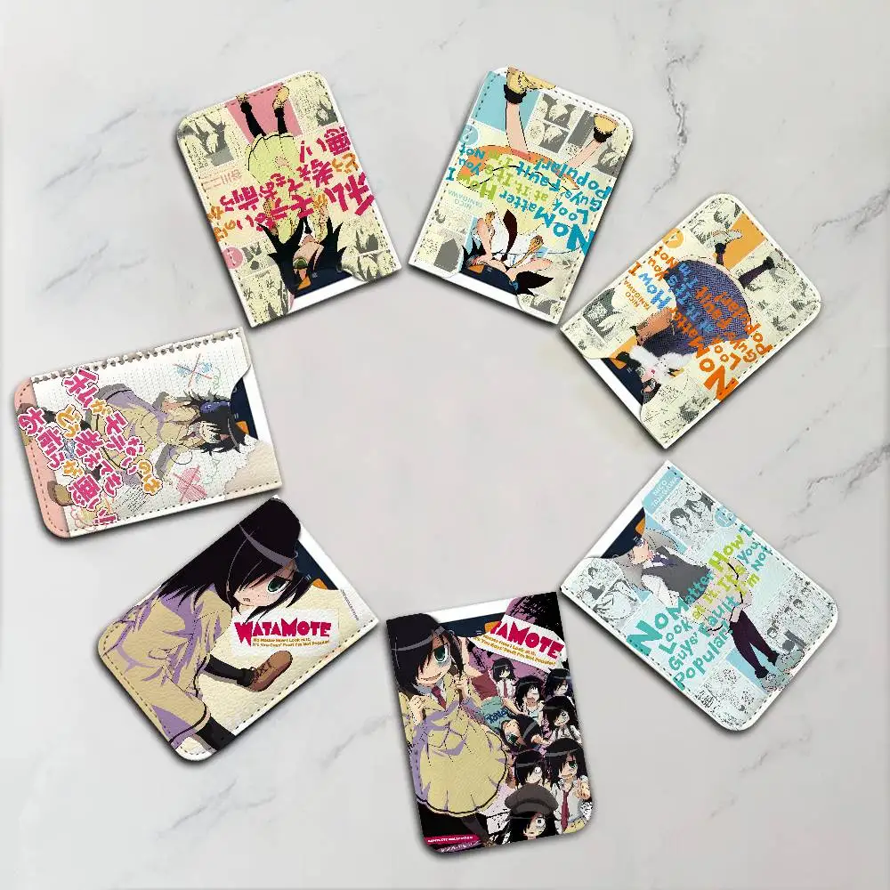 Anime W-Watamote Kuroki Tomoko PU Leather Cardholder Ultra Slim Credit ID Card Organizer Lightweight Business Card Holder