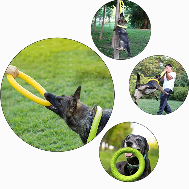 Dog Toys Pet Flying Disk Training Ring Puller Anti-Bite Floating Interactive Supplies Dog Toys Aggressive Chewing