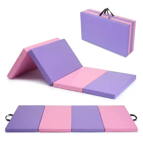 6x3 Ft Gymnastics Mat, 2'' Thick 4-Fold Exercise Floor Mat For Home Gym, Yoga, Pilates, Tumbling Training