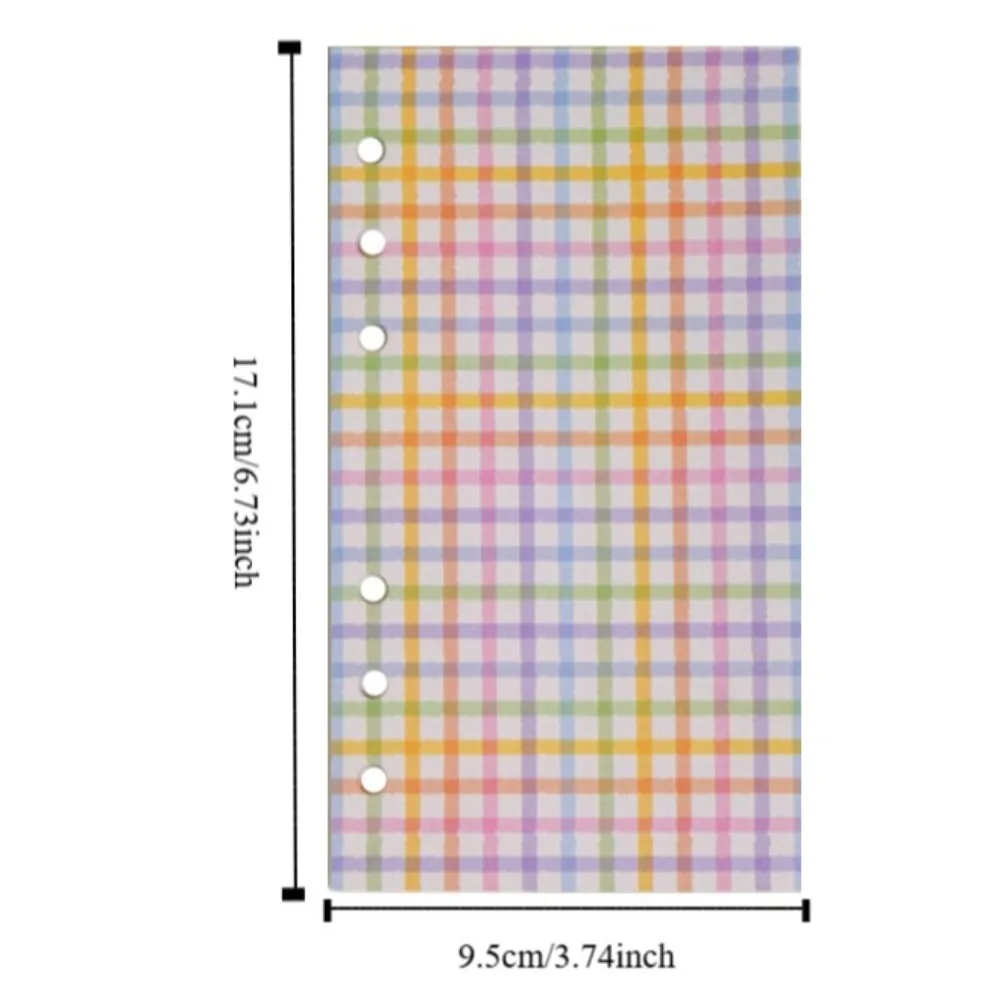 40Sheets A6 Inside Loose Leaf Refill Paper Colourful Line Grid Plaid Inner Refill Spiral Binder Paper Notebook Separator Paper