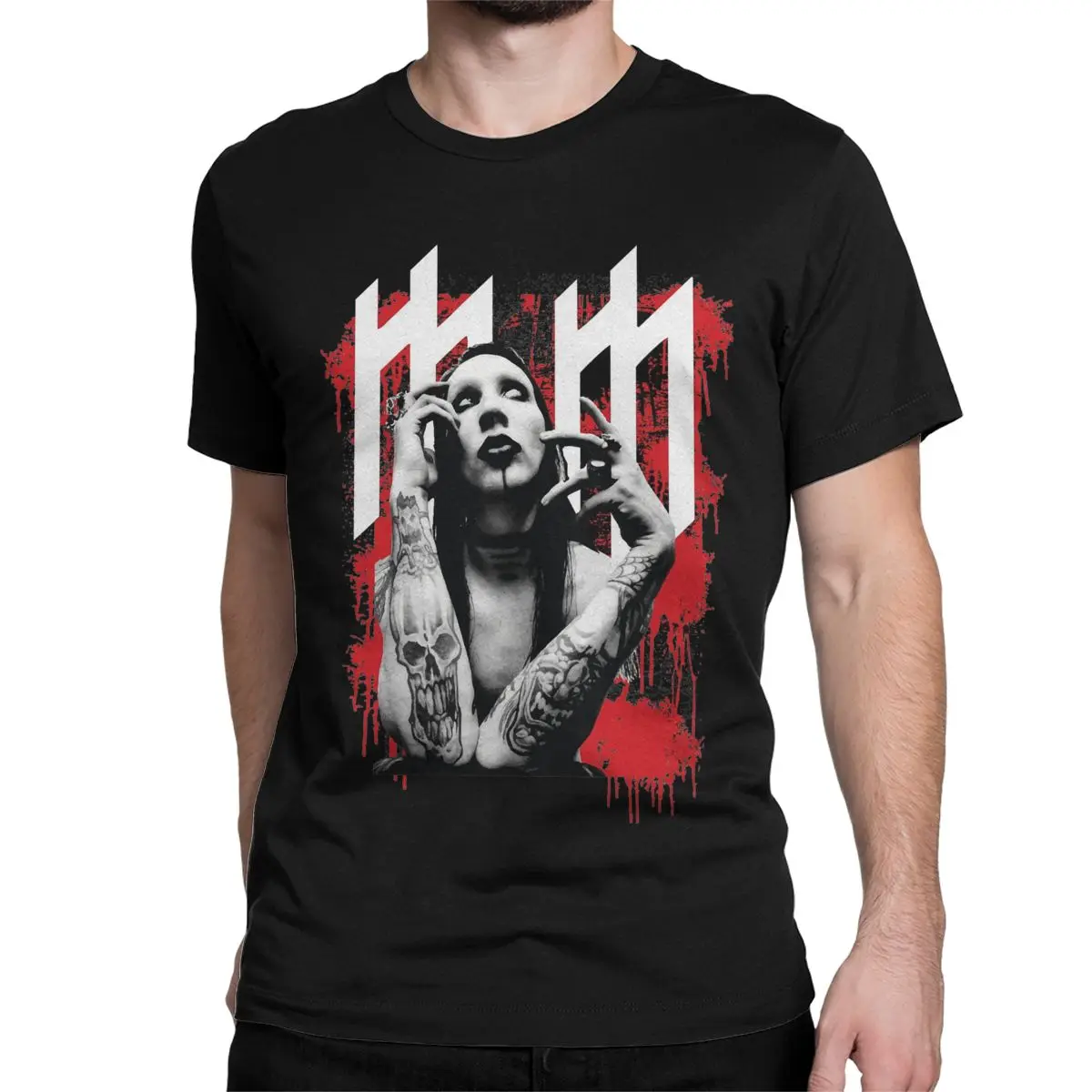 Marilyn Manson T Shirt Men Women\'s 100% Cotton Humorous T-Shirt O Neck Metal Music Rock Tee Shirt Short Sleeve Tops Classic