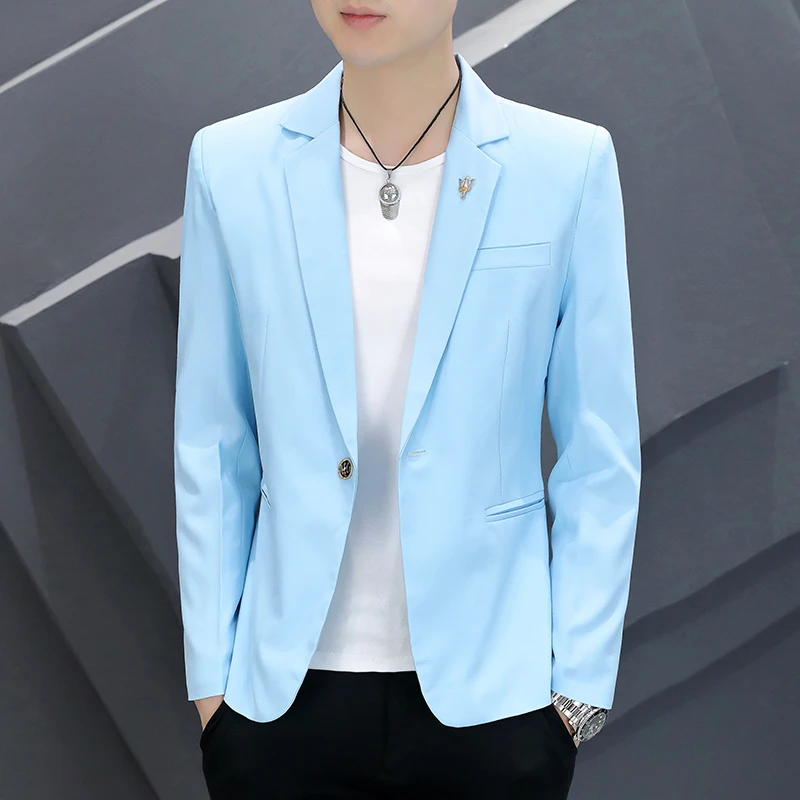 

2024 Men Korean Slim-fit Suit Men Spring and Autumn Handsome Personality Fashion Handsome White Small Suit Trend Casual Coat