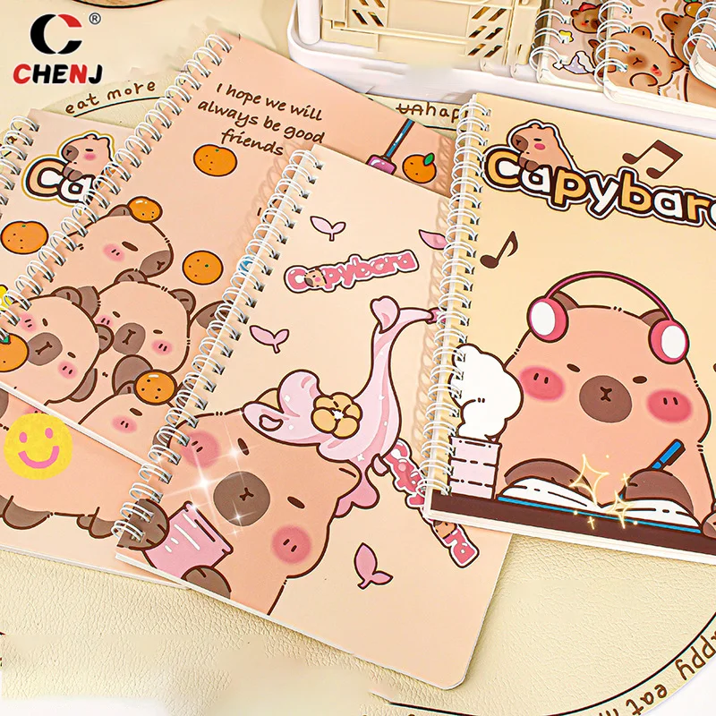 Mode Verdickte Wasserdichte Notebook Cartoon Capybara Linie Kreis Nette Tagebuch Buch Prüfung Vorbereitung Ressource Organizer Notebook
