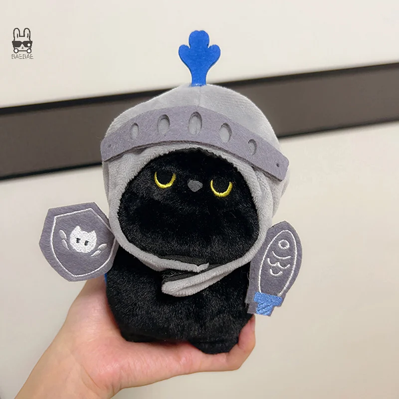 20cm Creative Bag Pendant Black Cat Knight Doll Keychain Cute Cartoon Small Cat Design Plush Animal Doll For Women Gifts