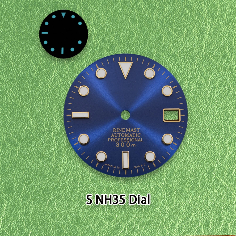 S Logo Dial 28.5mm MAR SUN NH35 Dial Suitable for NH36 Movement Ice Blue Luminous Quality Delicate Watch Modification Accessorie