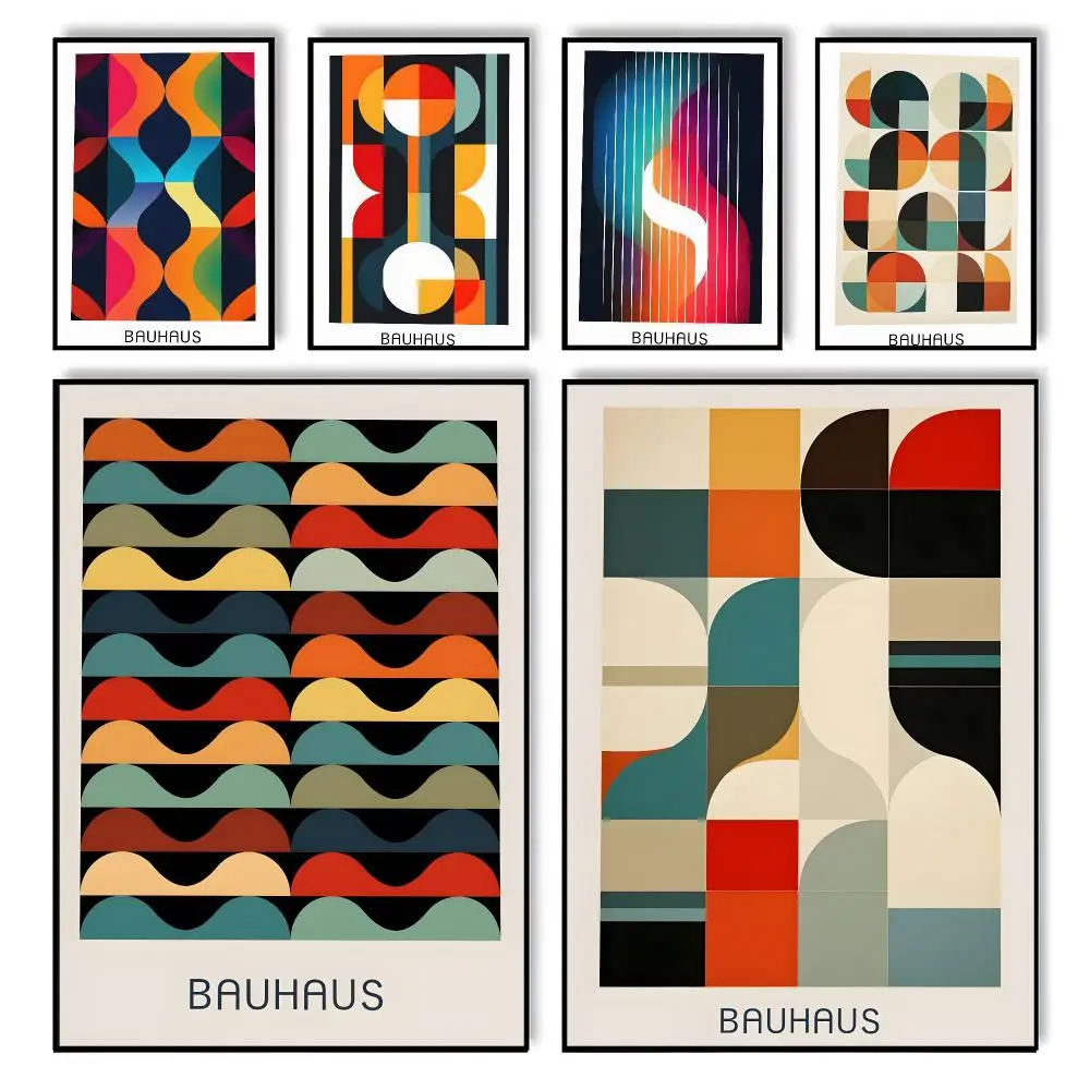 Fashion Geometry B-Bauhaus Poster HD Self Adhesive Waterproof Wall Art Ideal for Home Office Dorm Bedroom Great Gift