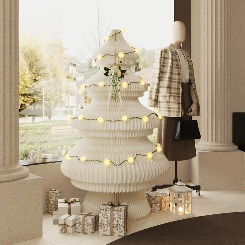 Decorative Christmas tree, large ornaments, commercial luminous Christmas tree, foldable storage, light Nordic style