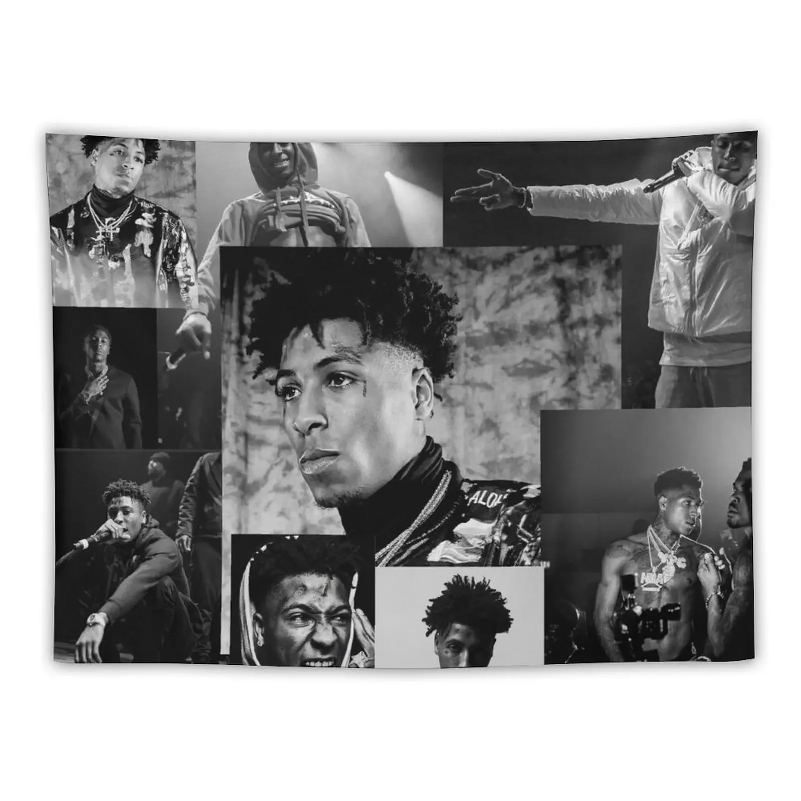 Youngboy | B&W Never Broke Again Collage Tapestry House Decorations Wall Hanging Tapestry