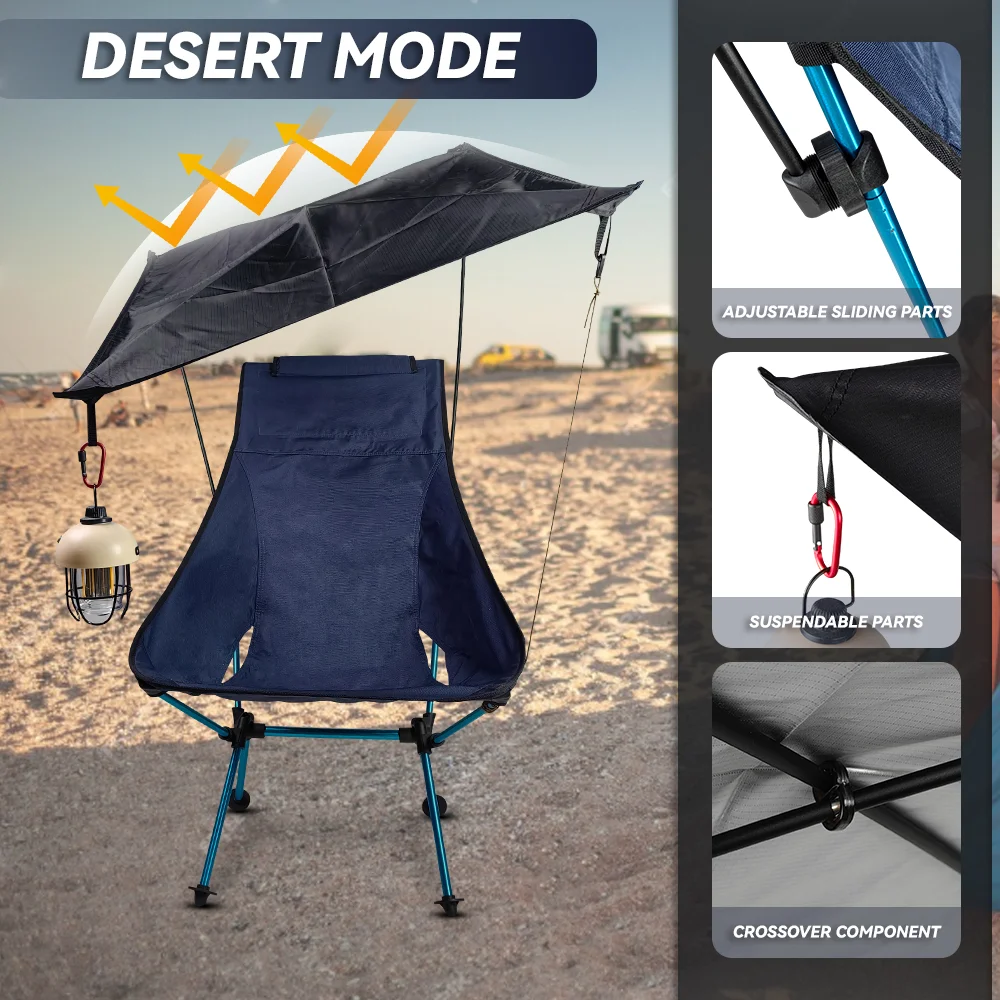 캐노피가 있는 캠핑 의자 야외 접이식 차양 초경량 휴대용 캠핑 문체어 하이킹 캠핑 낚시 피크닉용