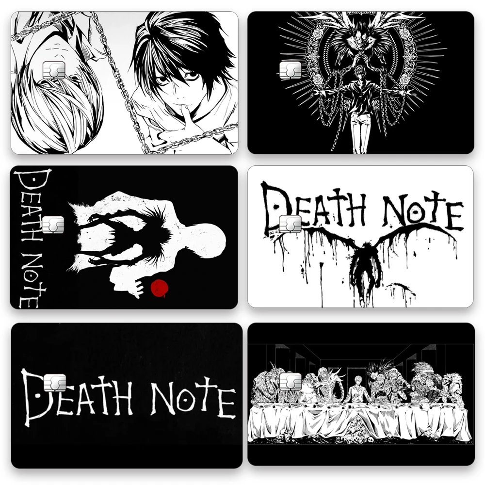 Death Note Figuren-Karten-Aufkleber: Schwarzer Yagami, Light L, Wasserfeste PVC-Kartenhülle für Bus, Metro, Dekoration, Schulzeugnisse