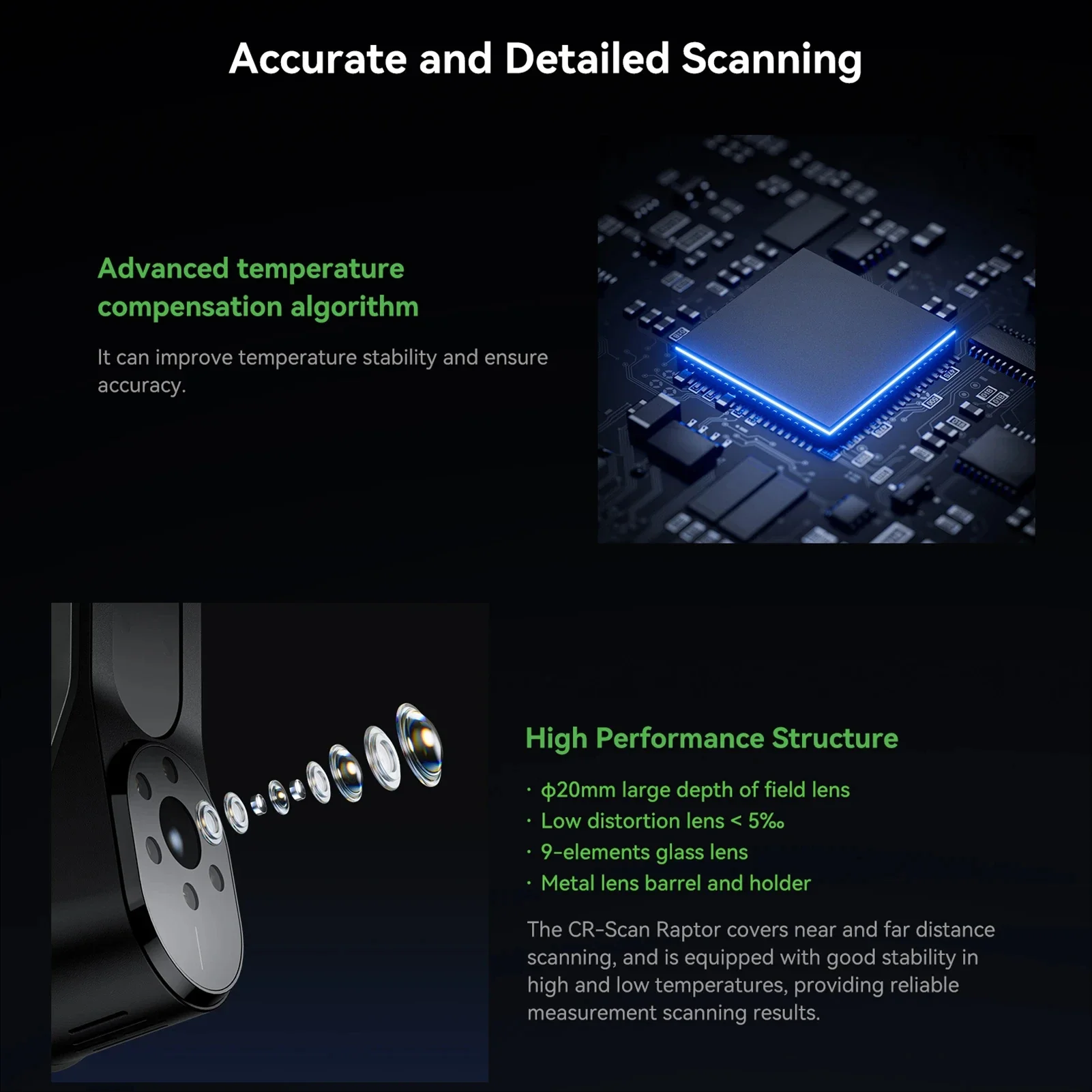 Escáner portátil 3D CR-Scan Raptor de múltiples líneas, azul y NIR, para consumo, velocidad de escaneo de hasta 60FPS, Anti-Sha