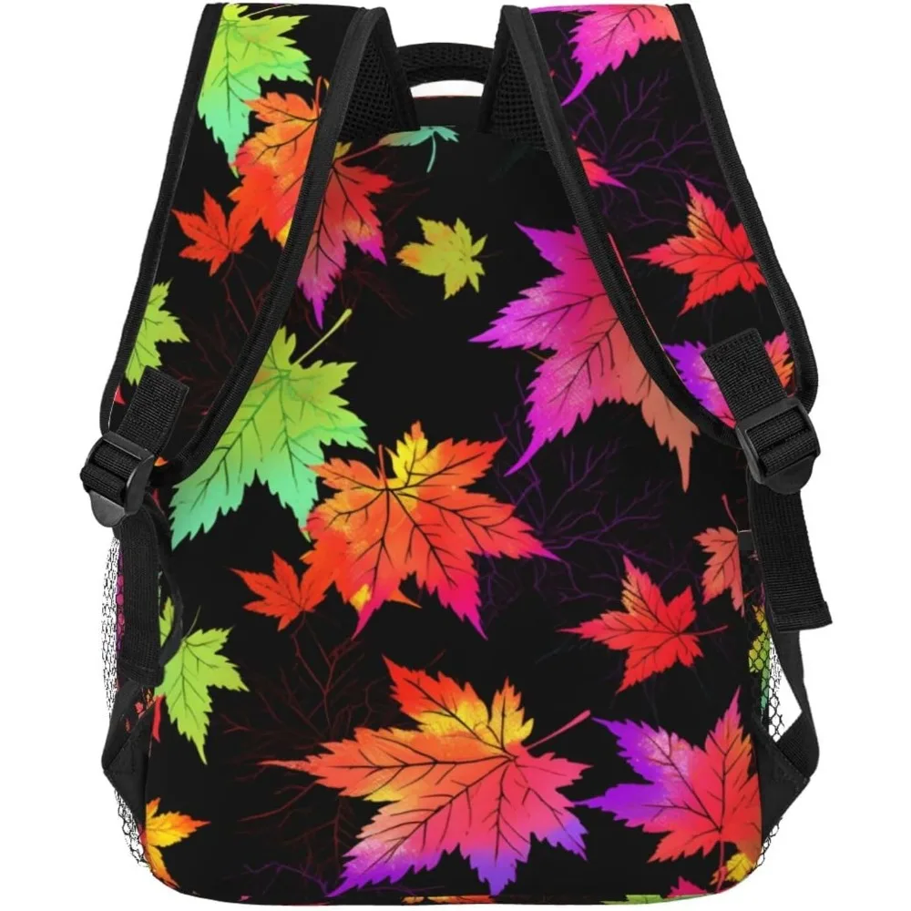 Bolsa para laptop de volta às aulas, colorida, padrão de folha de bordo, leve, mochila para laptop, leve, multiuso, viagem, mochila casual