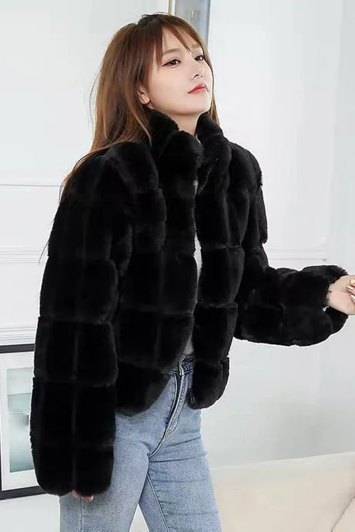 2025 تقليد سترة فرو أرنب ريكس غير رسمية 2023 شتاء جديد 1201 #3
