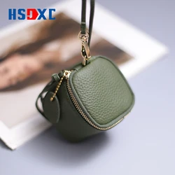 The new first-tier cow leather mini hand-held headphones lipstick coins store card bag cushion leather, women's  purse