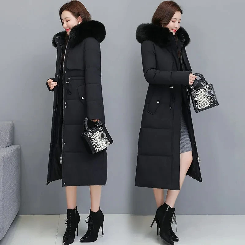 Winter jacket in heavy hair get long cultivate morality show belt down cotton-padded jacket female coat Parkas Snow Wear Outwear