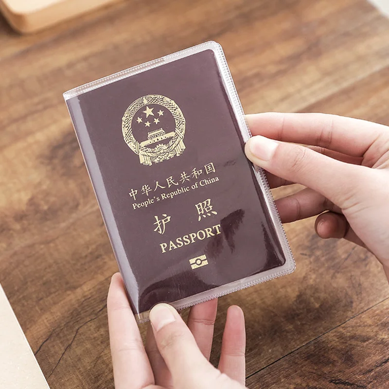Protège-passeport en PVC transparent givré, imperméable, pour documents