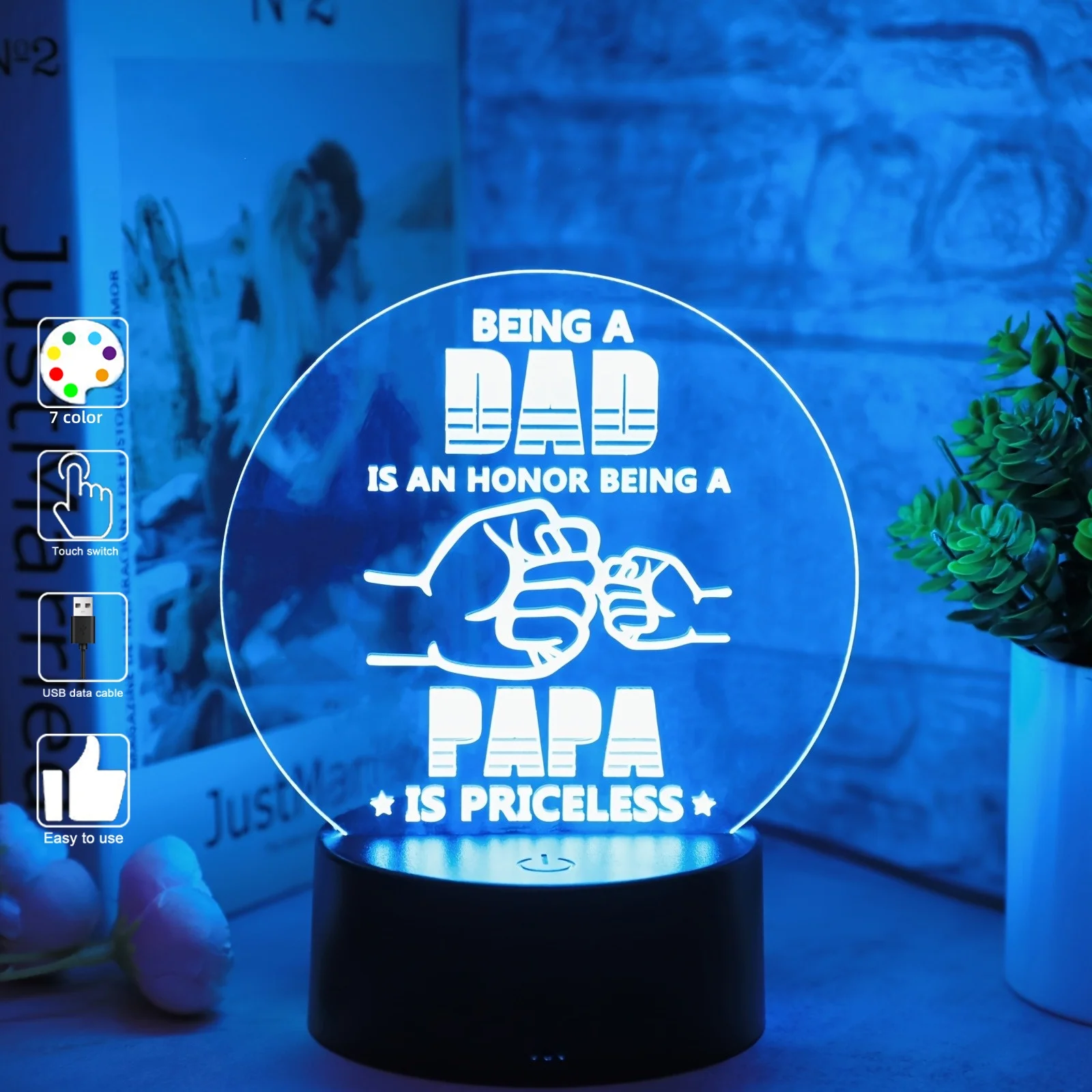 1pcs Father\'s Day 3D night light, Father\'s Day, birthday gift night light for father, grandfather. Festive atmosphere lights.