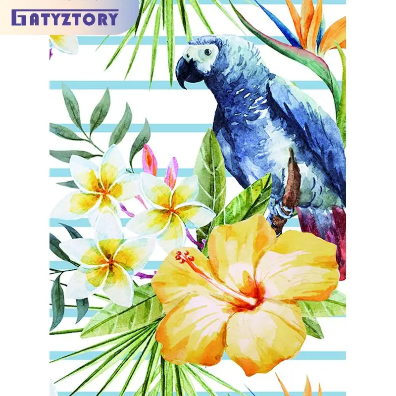

GATYZTORY Full Square Diamond Embroidery Flower bird 5D DIY Diamond Painting Animal Cross Stitch Home Decor Gift