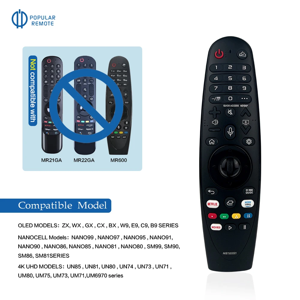 Voice Magic Remote Control AKB75855501 for  AN-MR20GA  Smart TV 2017-2020 LED QNED NanoCell 4K 8K with Voice function