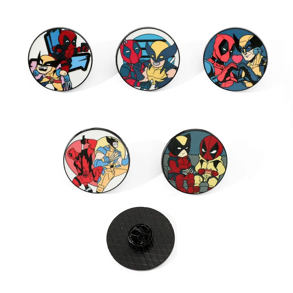 

1-5Pcs Rounded Anime Deadpool Enamel Pin Brooches For Lapel Pins Badge on DIY Backpack Kids Clothes Accessories Fashion Gifts