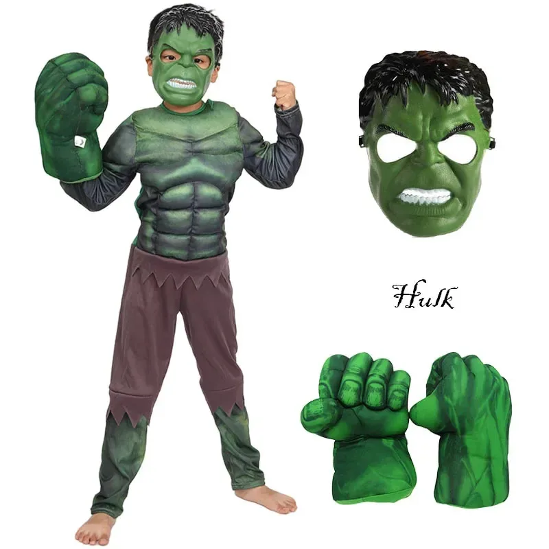 2025 neue Kinder Muskel Superheld Hulk Cosplay Kostüm Maske Boxen Plüsch Handschuh Kind Anzug Halloween Karneval Party ★ ★ ★