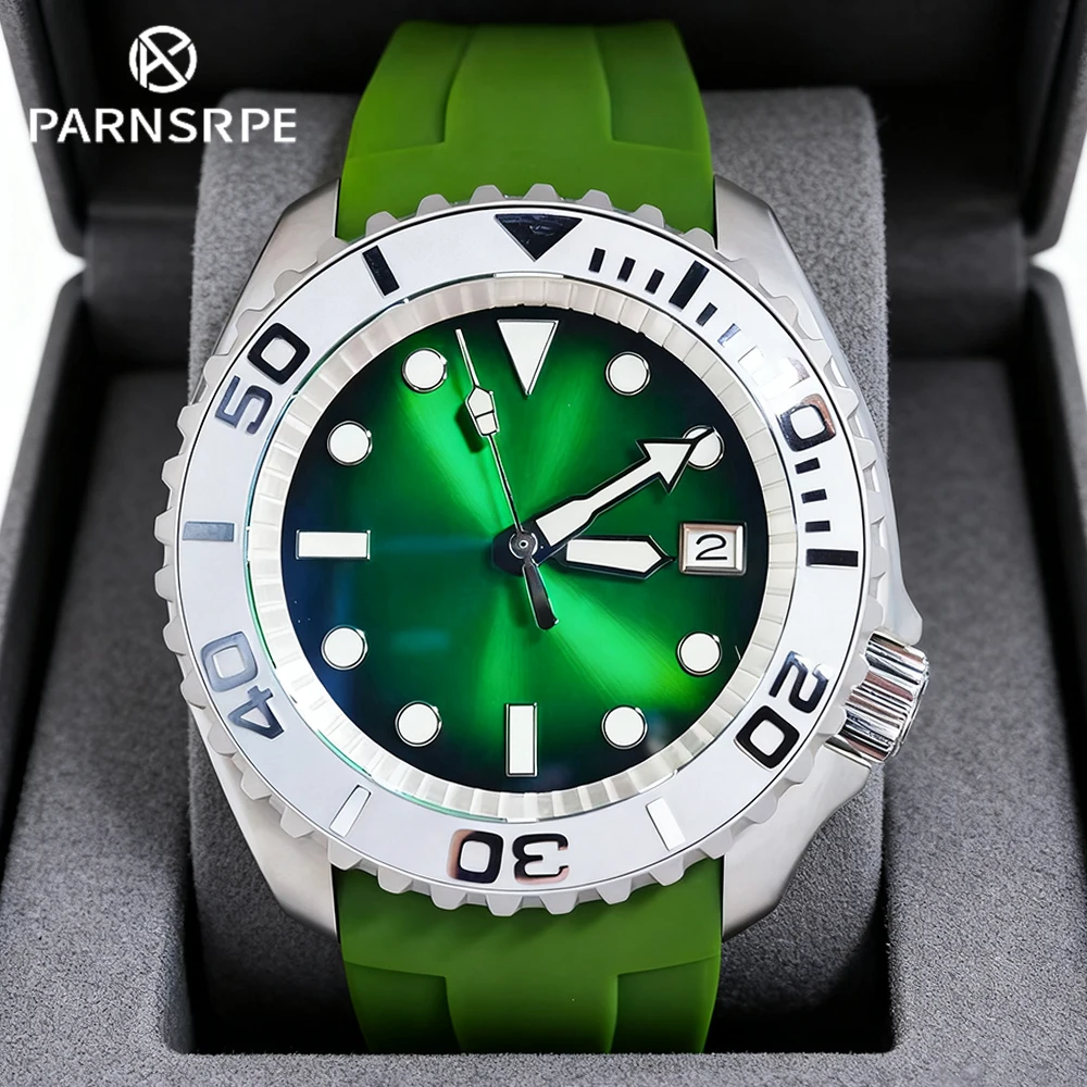 New Arrival For Men‘s NH35 Automatic Mechanical Watch Stainless Seel Case Green Dial Rotatable Bezel Luminous Waterproof Watch