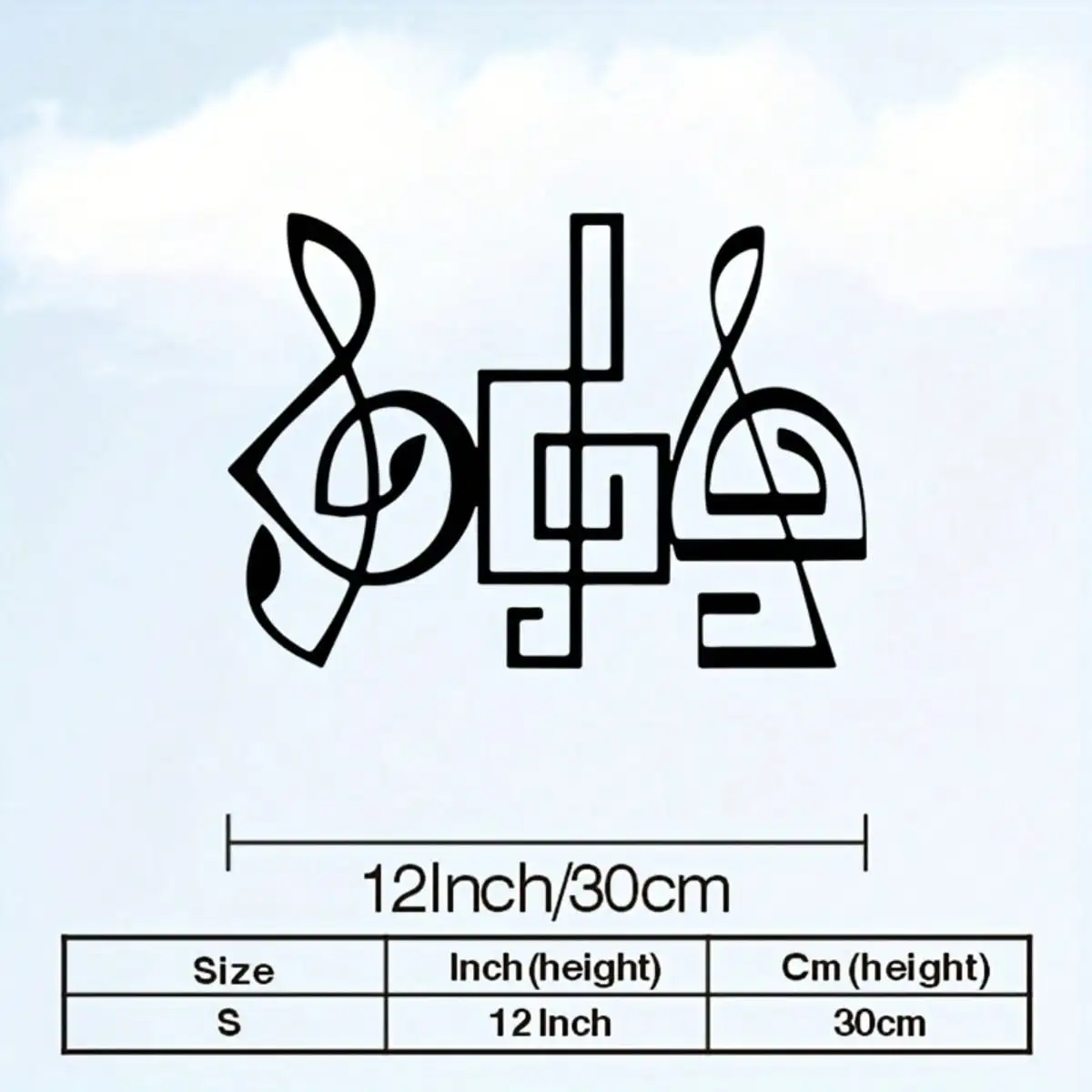 Vintage Music Note Metal Wall Decor,2D Flat Laser‑Cut Silhouette,Rust‑Resistant Iron Treble Clef & Eighth Note Wall Mural