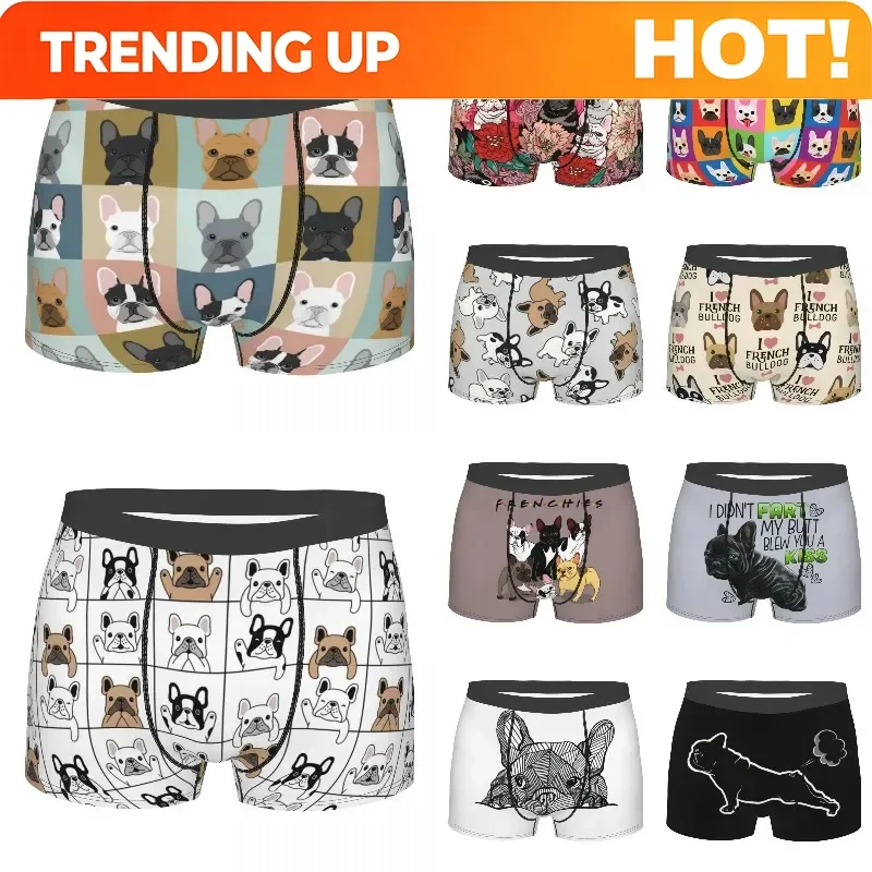 Customization Male Fashion French Bulldog Portraits Pattern Underwear Frenchies Dog Boxer Briefs Men Breathbale Shorts Panties U