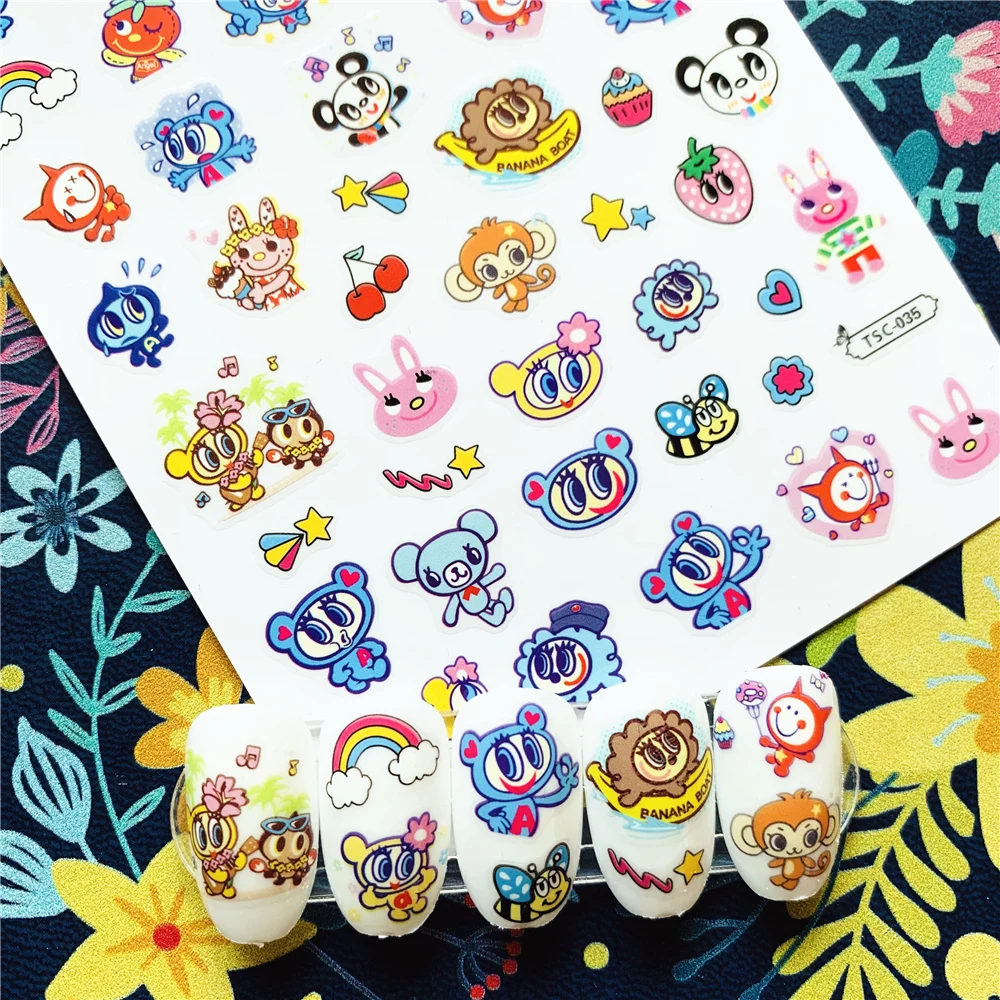 Newest TSC-035N Cartoon Monkey series 3d nail art stickers decal template diy nail tool decoration