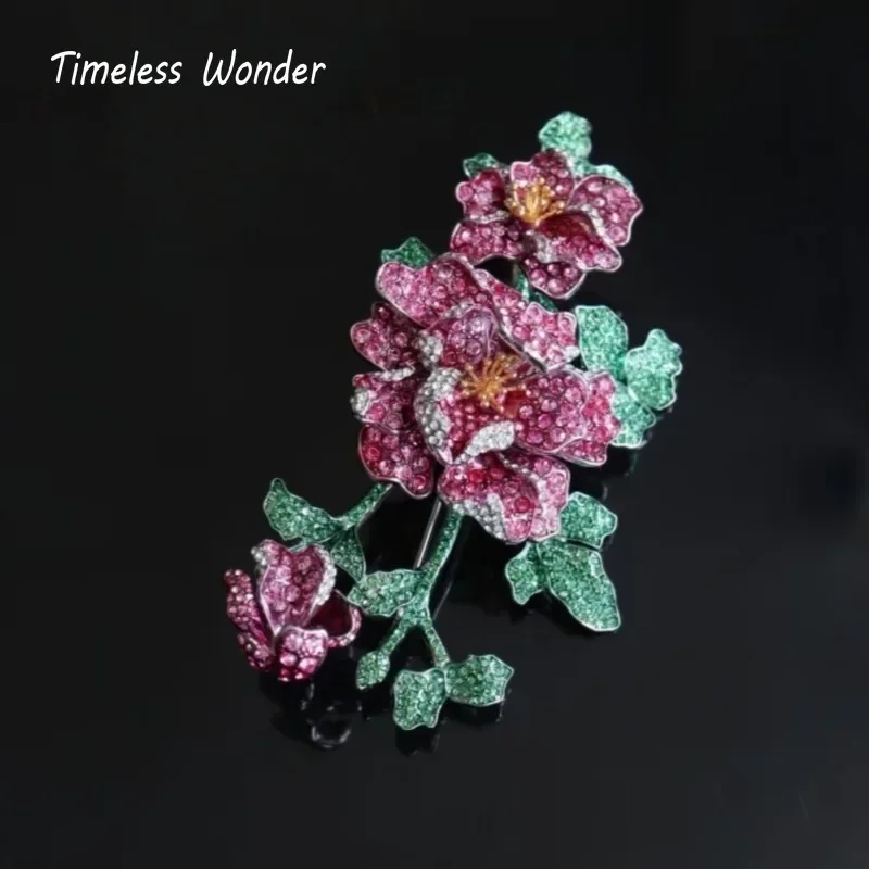 

Timeless Wonder Fancy Crystal Zircon Floral Brooch Pins for Women Designer Jewelry Runway Top Vintage Gift Rare Cute 2283
