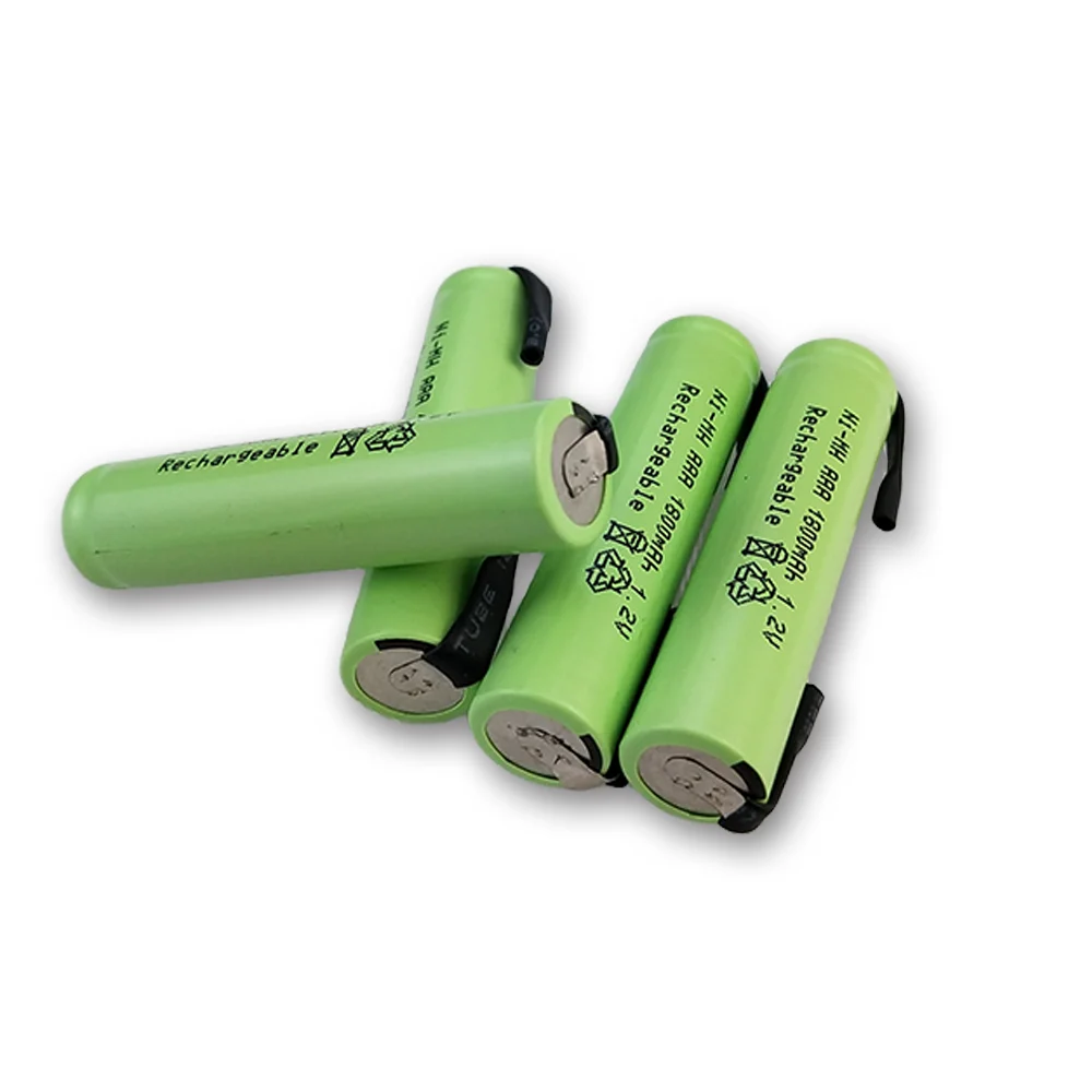 1.2V 1800mAh  AAA Rechargeable Battery Cell, with Solder Tabs for Philips Braun Electric Shaver, Razor, Toothbrush