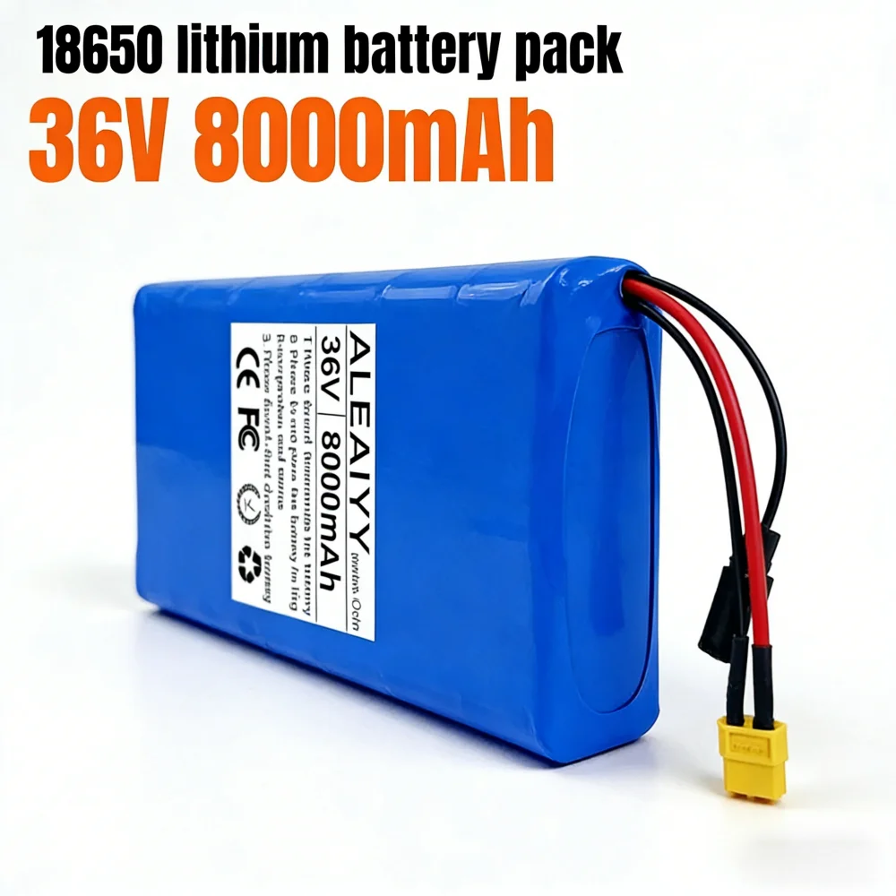 36V 10S2P 8000mAh 18650 lithium battery pack with built-in BMS system, suitable for 42V electric commuting tools and scooters