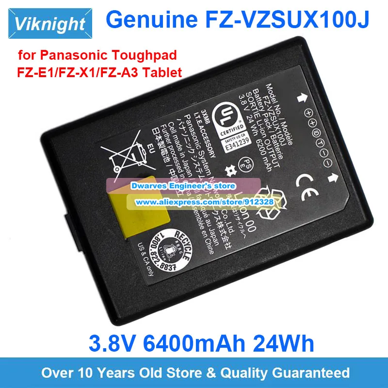 

Genuine FZ-VZSUX100J Battery VZSUX100J VZSUX100J2 3.8V 6400mAh 24Wh for Panasonic Toughpad FZ-E1 FZ-X1 FZ-A3 Tablet